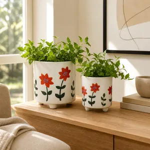ALMAWAY SET OF 2 ORANGE PLANTER 8 (IN) 12