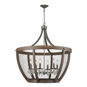 Renaissance Invention 30'' Wide 6-Light Chandelier - Weathered Zinc 1