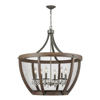 Renaissance Invention 30″ Wide 6-Light Chandelier - Weathered Zinc