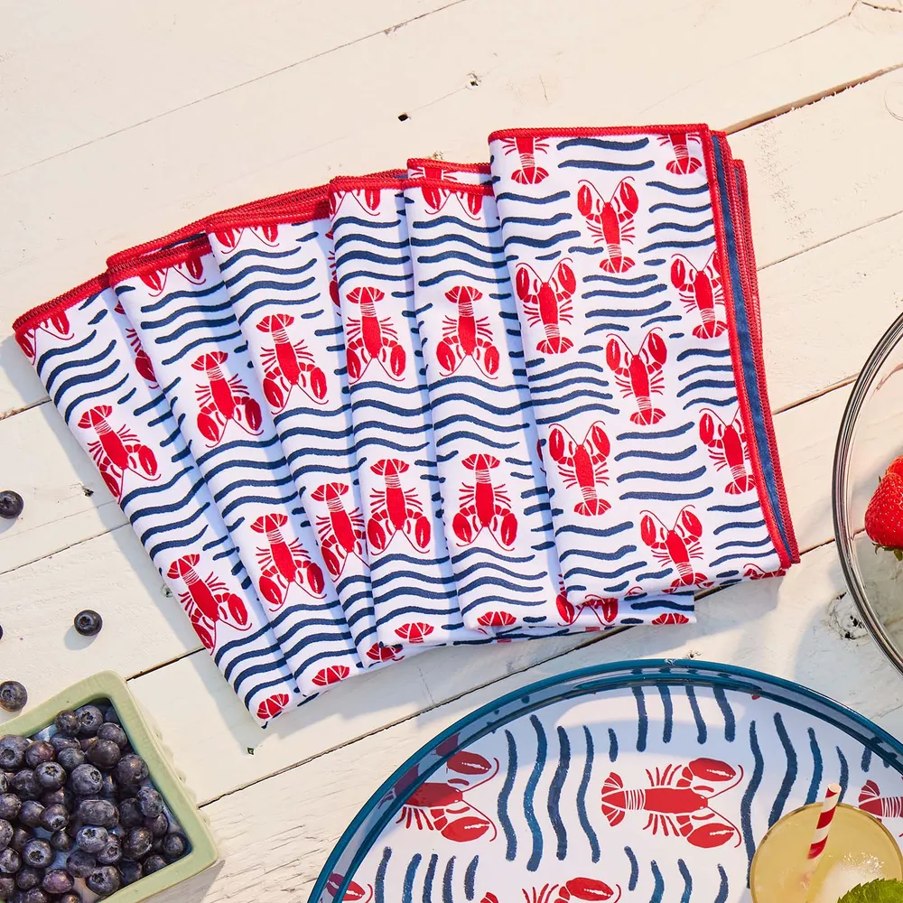 Lobster Waves Eco Dinner Napkins (Set of 6)
