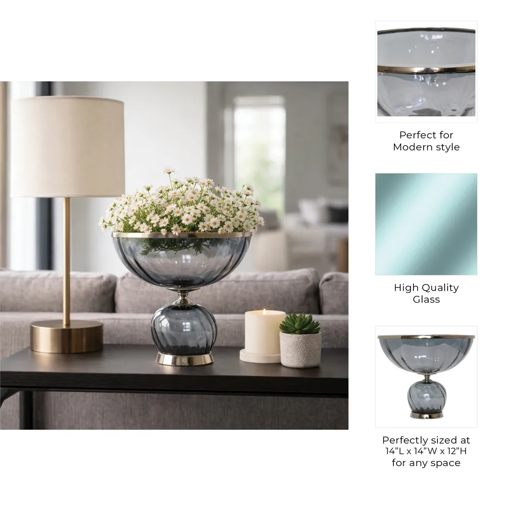 ASPENSIDE GRAY GLASS VASE 12 (IN)