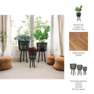 HALFORDBURN SET OF 3 BLACK PLANTER 26 (IN) 8