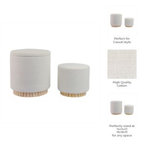 CALRUN SET OF 2 WHITE OTTOMANS 20 (IN) 10