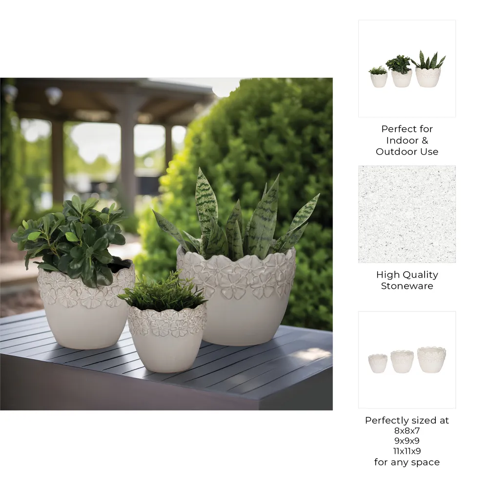 SLATERGATE SET OF 3 IVORY PLANTER 10 (IN)
