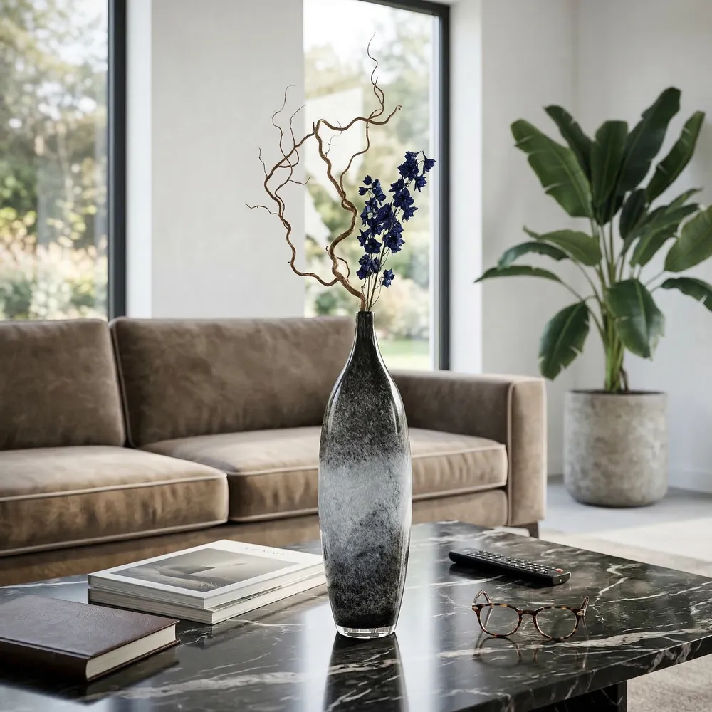 FINLEYMOOR BLUE GLASS VASE 18 (IN)