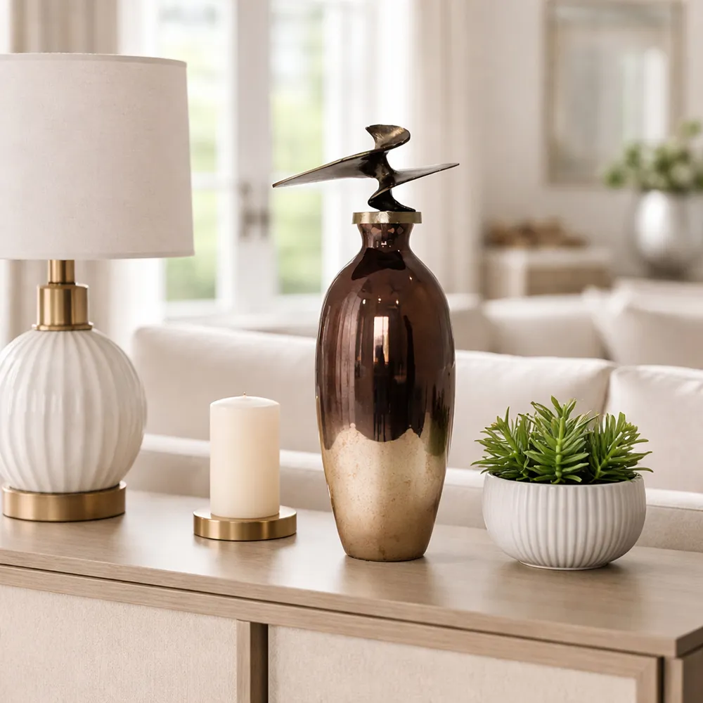 CEDARFORD BRONZE GLASS VASE 22 (IN)