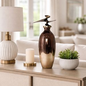 CEDARFORD BRONZE GLASS VASE 22 (IN) 2