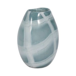 9" SLIM SWIRLED VASE, BLUE/WHITE 4
