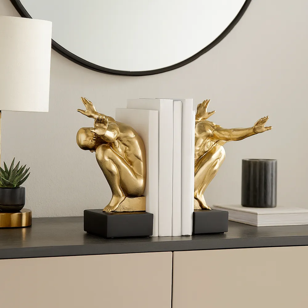 FINNCREST SET OF 2 GOLD BOOKENDS 6 (IN)