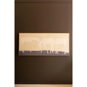 Framed Three White Horses Painting 1