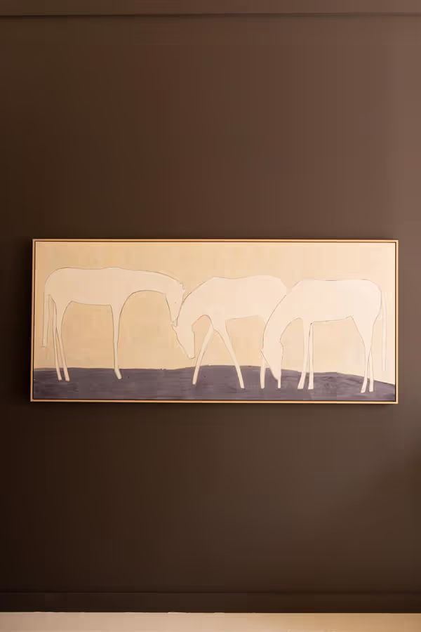 Framed Three White Horses Painting