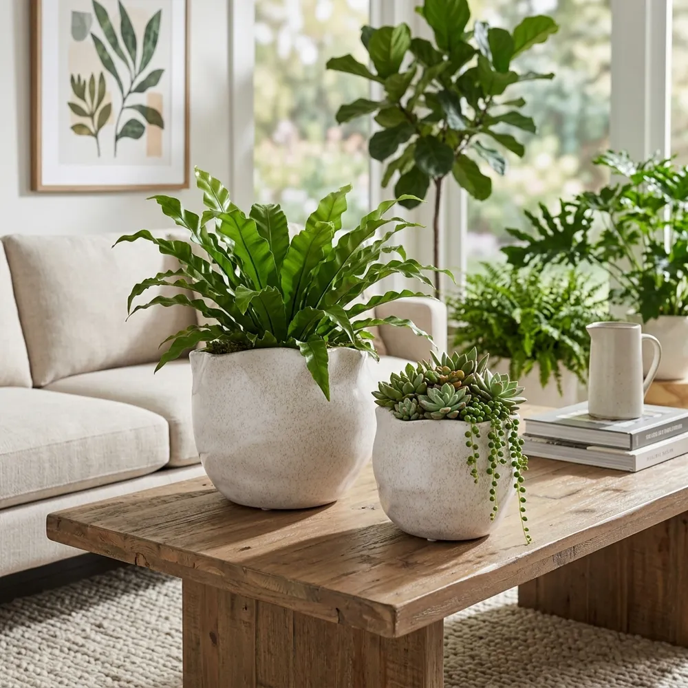 DRAPERSTONE SET OF 2 IVORY PLANTER 6 (IN)