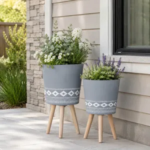 GLASTONCREST SET OF 2 GRAY PLANTER 21 (IN) 11
