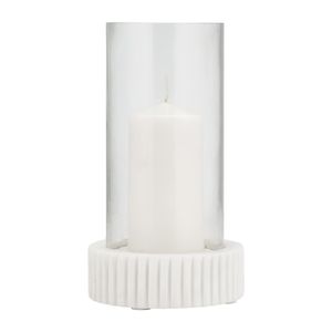 MARBLE, 11"H HURRICANE HOLDER, WHITE KD 5