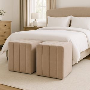 BRAECLIFF TAN OTTOMAN 19 (IN) 2