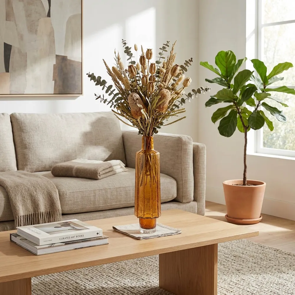 VINSON ORANGE GLASS VASE 17 (IN)