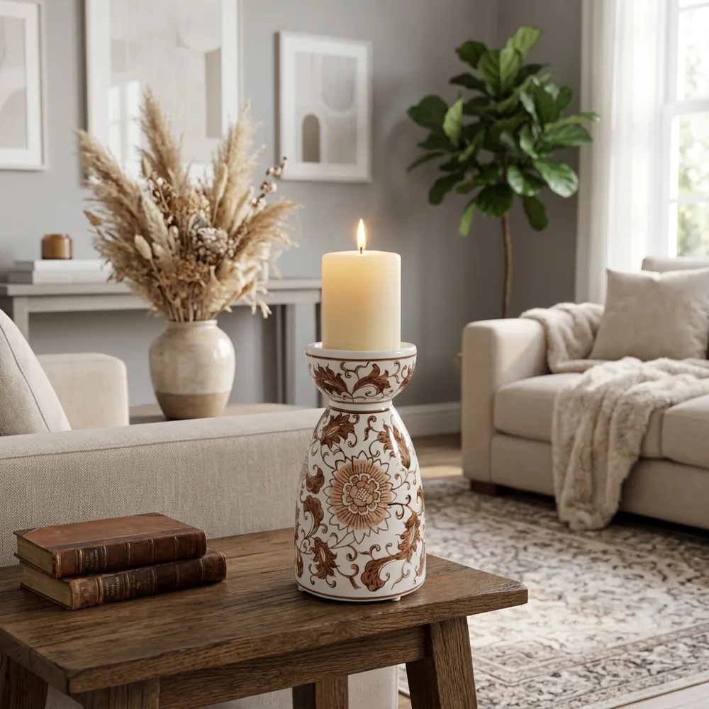 ROMANWICK BROWN CANDLE HOLDER 8 (IN)