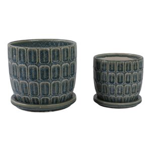 LEONAHAM SET OF 2 BLUE PLANTER 7 (IN) 5