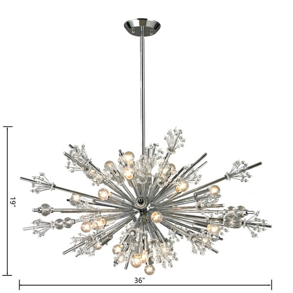 Starburst 36'' Wide 24-Light Chandelier - Polished Chrome