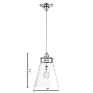 Emma 12'' Wide 1-Light Pendant - Polished Nickel 2