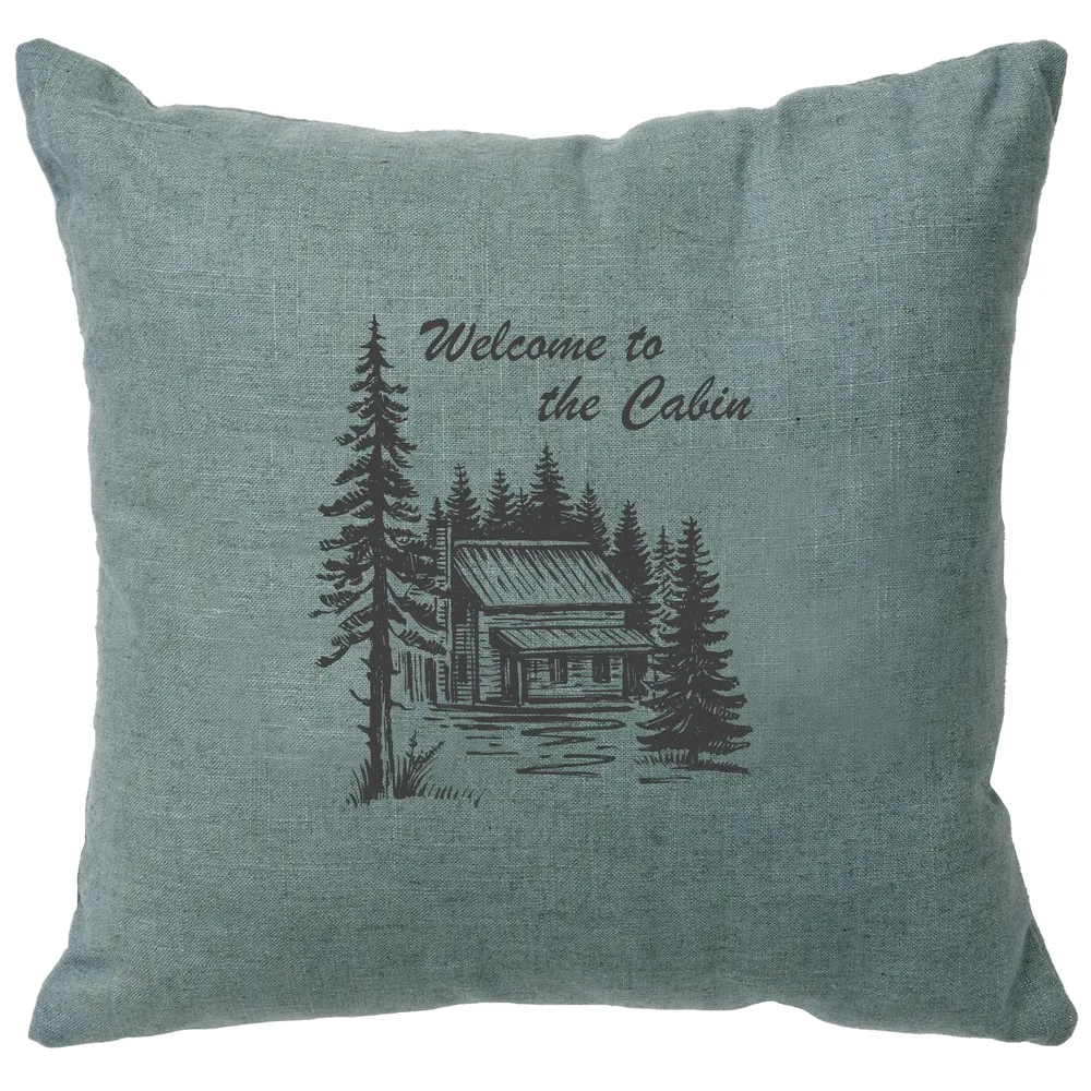 Image Pillow - Welcome Cabin - Linen Ocean