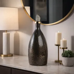 FARLEYDALE BLACK GLASS VASE 18 (IN) 12