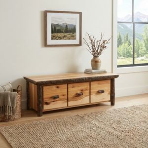 Hickory Entry Bench with Three Drawers - Natural Hickory 1