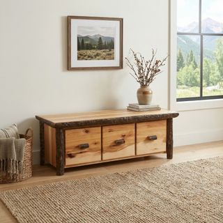 Hickory Entry Bench with Three Drawers - Cinnamon