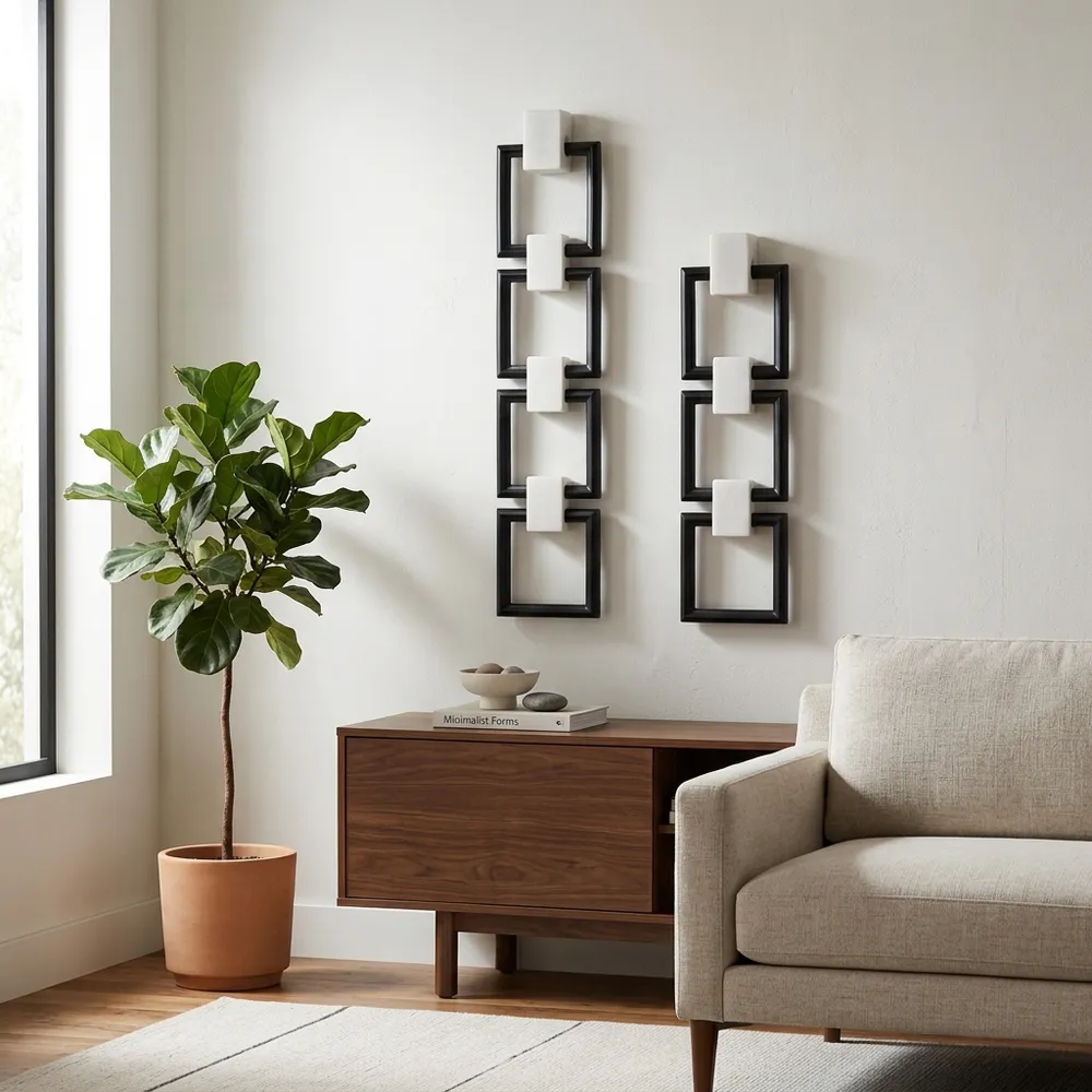 RHEAVIEW SET OF 2 BLACK WALL SCULPTURES 32 (IN)