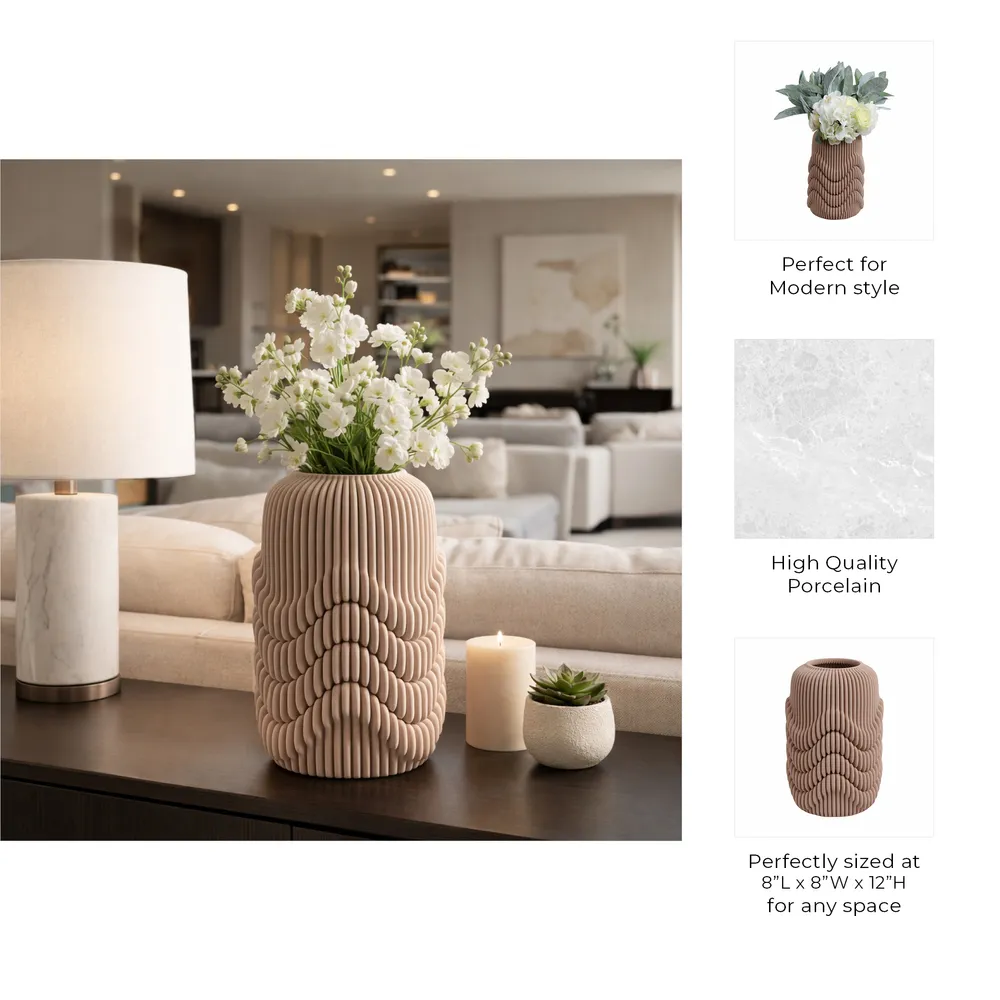 ARLENPORT TAN VASE 12 (IN)