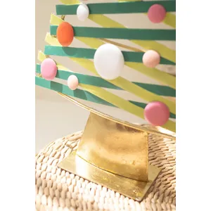 Set of 2 Colorful Painted Metal Christmas Trees with Gold Bases 5
