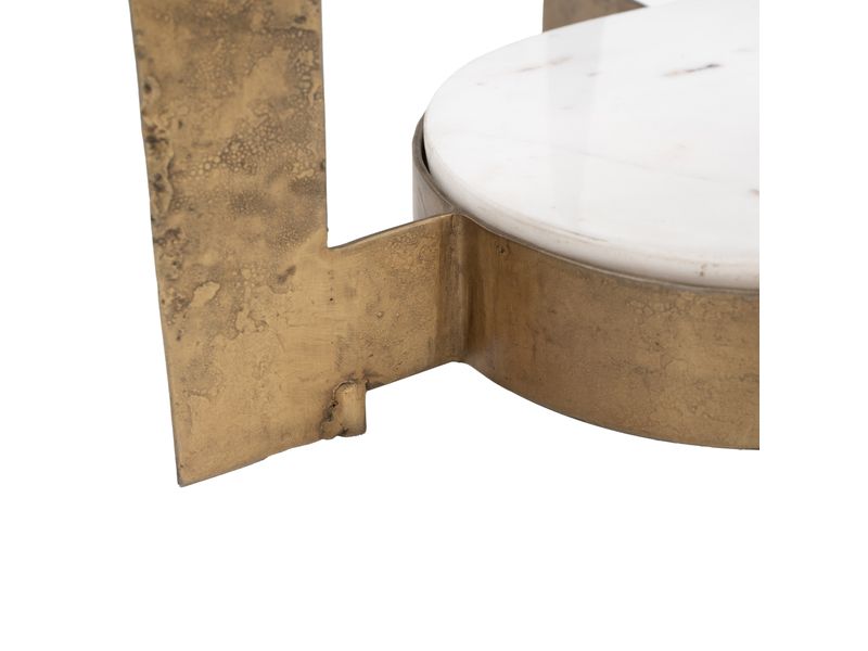 Orion Accent Table White & Brass 7