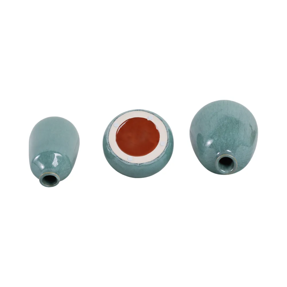 FARGOSIDE SET OF 3 GREEN VASES 9 (IN)