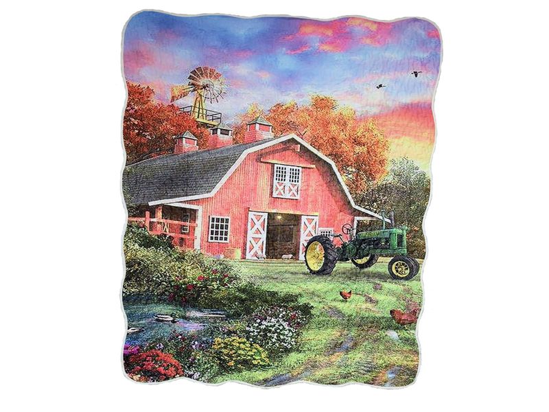 Barn & Tractor, 50" x 60" Quilted Throw 1