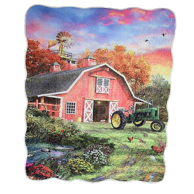 Barn & Tractor, 50" x 60" Quilted Throw