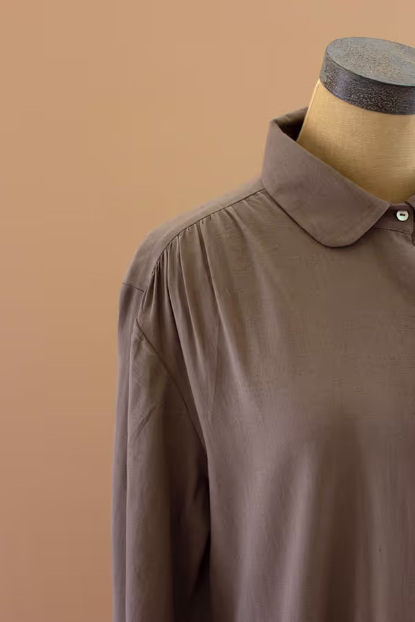 Long-Sleeve Buttondown Dress with Pockets - Mocha