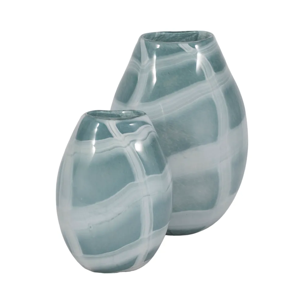 PEARLCREST BLUE GLASS VASE 13 (IN)