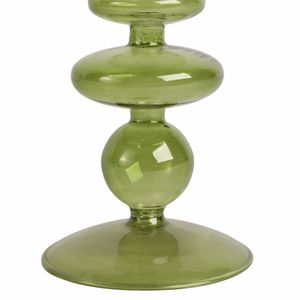 7" VINTAGE GLASS TAPER CANDLE HOLDER, OLIVE 4