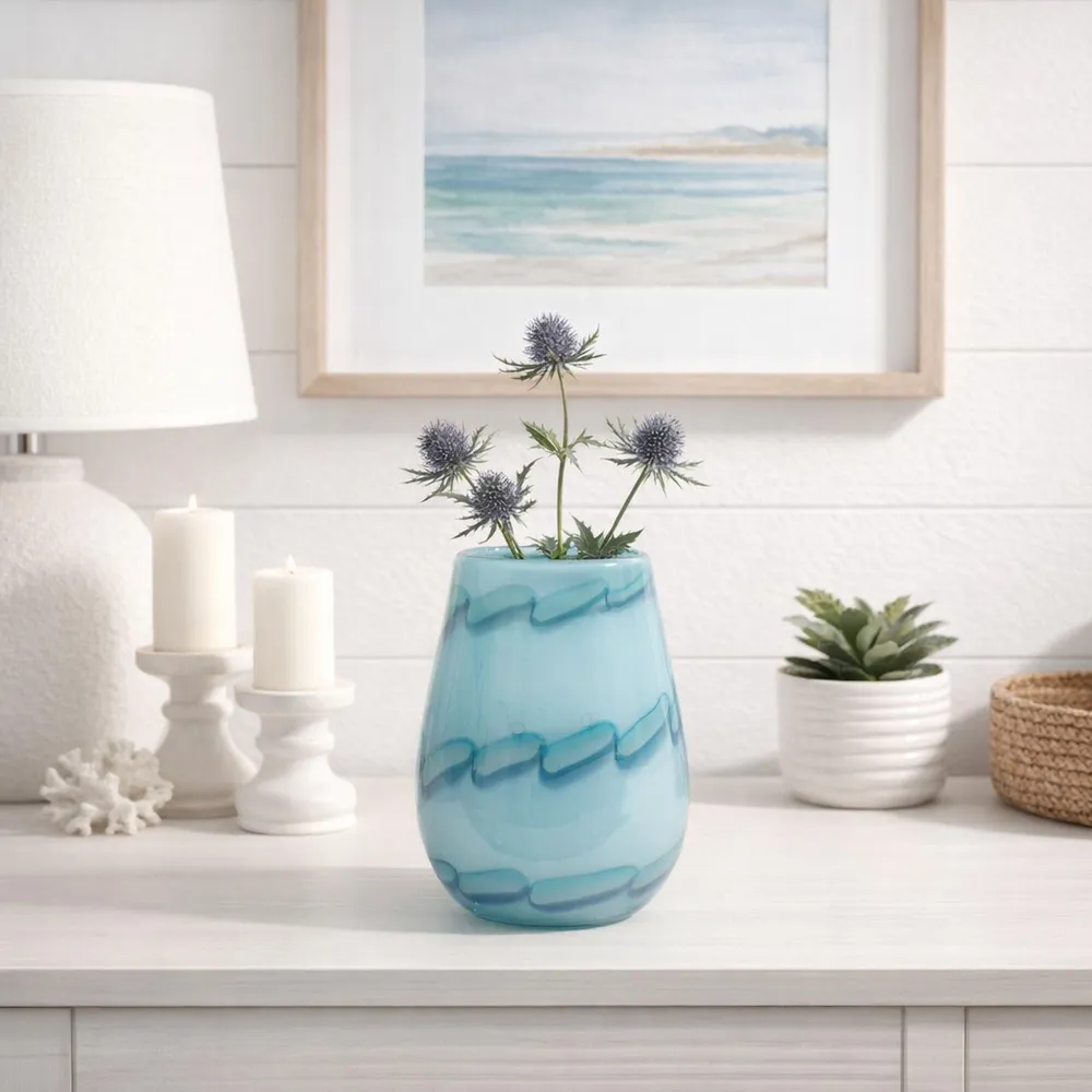 HELENARIDGE BLUE GLASS VASE 9 (IN)