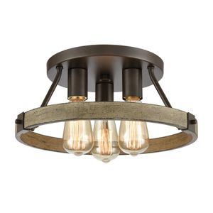 Transitions 14'' Wide 3-Light Semi Flush Mount - Oil Rubbed Bronze 1