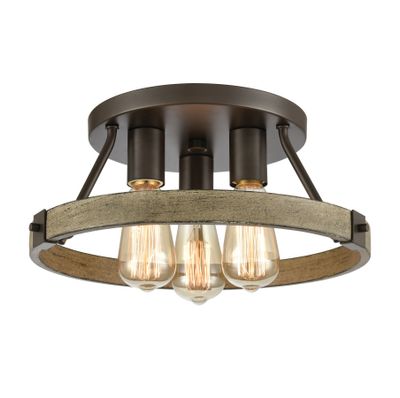 Transitions 14″ Wide 3-Light Semi Flush Mount - Oil Rubbed Bronze