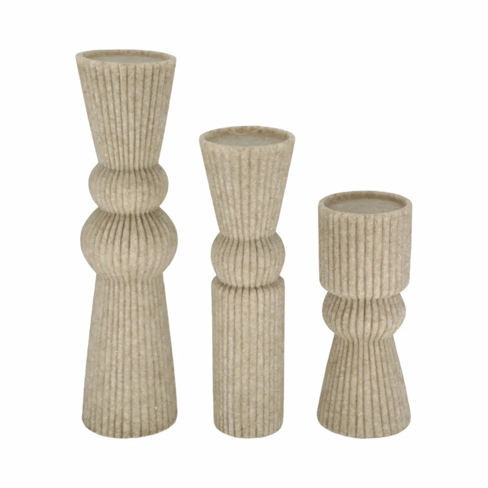 CLOVERRUN SET OF 3 BROWN CANDLE HOLDER 15 (IN)
