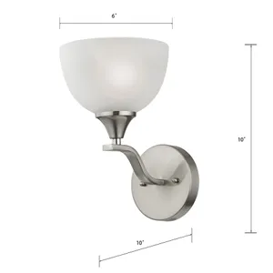 Bristol Lane 6'' Wide 1-Light Sconce - Brushed Nickel with White Glass 2