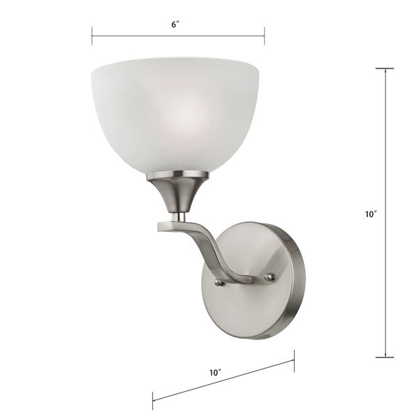 Bristol Lane 6'' Wide 1-Light Sconce - Brushed Nickel with White Glass