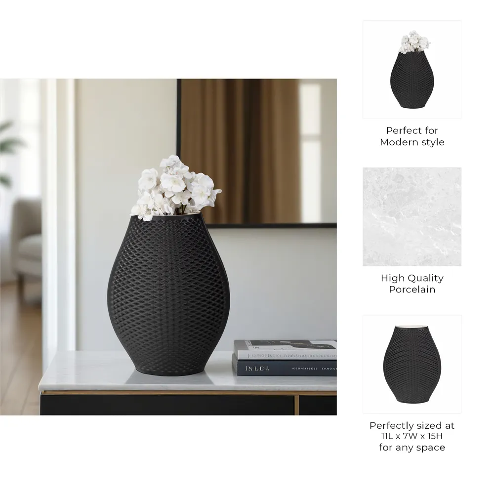 SKYLERSIDE BLACK VASE 15 (IN)