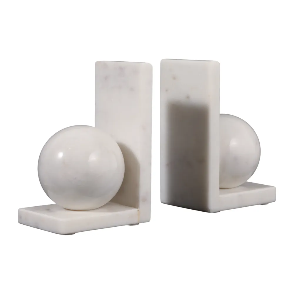 HELTONPORT SET OF 2 WHITE BOOKENDS 6 (IN)