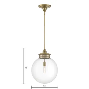 Emma 14'' Wide 1-Light Pendant - Antique Brass 2