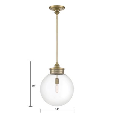 Emma 14″ Wide 1-Light Pendant - Antique Brass