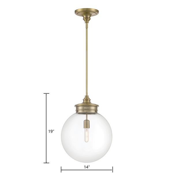 Emma 14'' Wide 1-Light Pendant - Antique Brass