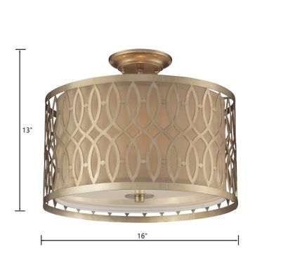 Estonia 16″ Wide 3-Light Semi Flush Mount - Aged Silver